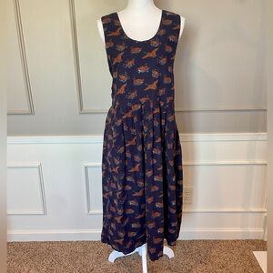 Vintage Bryn Connelly 8 Petite Duck Jumper Dress Corduroy Pinafore Apron Navy